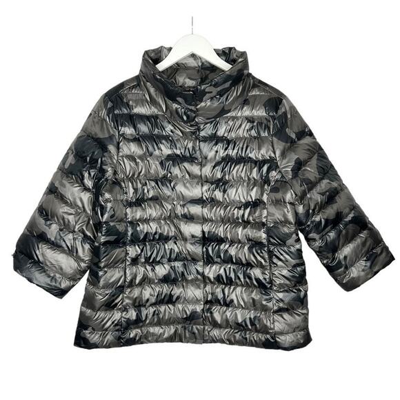Anorak Crop Sleeve Puffer Jacket Black Camo Size M NEW - Picture 4 of 16